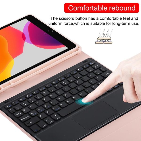 Bluetooth Keyboard & Tablet Case For Ipad 10.2 / Ipad Air 2019 - Detachable Touch Pad Pen Slot Holder - Microfiber Leather - Dark Green - Image 10