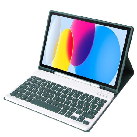Ultra-Thin Bluetooth Keyboard Leather Tablet Case For Ipad 10.9 2022 With Pen Slot - Dark Green
