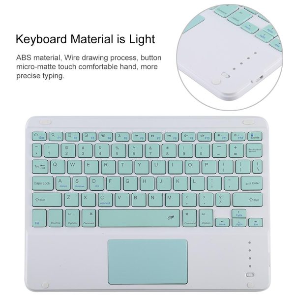 Bluetooth Keyboard & Tablet Case For Ipad 10.2 / Ipad Air 2019 - Detachable Touch Pad Pen Slot Holder - Microfiber Leather - Dark Green - Image 6