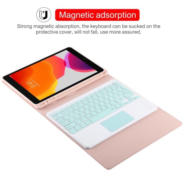 Bluetooth Keyboard & Tablet Case For Ipad 10.2 / Ipad Air 2019 - Detachable Touch Pad Pen Slot Holder - Microfiber Leather - Dark Green - Image 8