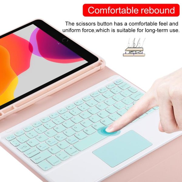 Bluetooth Keyboard & Tablet Case For Ipad 10.2 / Ipad Air 2019 - Detachable Touch Pad Pen Slot Holder - Microfiber Leather - Dark Green - Image 10