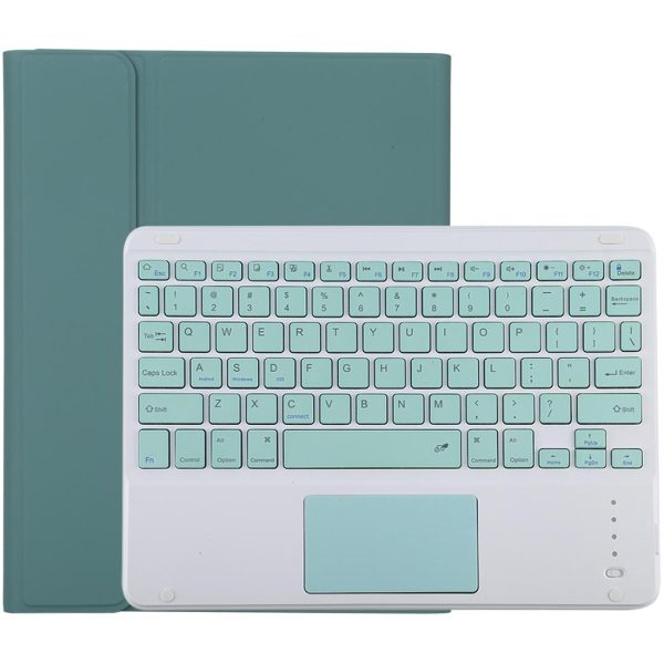 Bluetooth Keyboard & Tablet Case For Ipad 10.2 / Ipad Air 2019 - Detachable Touch Pad Pen Slot Holder - Microfiber Leather - Dark Green - Image 11