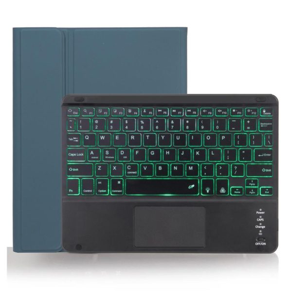 Detachable Bluetooth Keyboard Tablet Case For Ipad Pro 11 With Touchpad Pen Slot & Backlight - Plain Texture - Dark Green - Image 8
