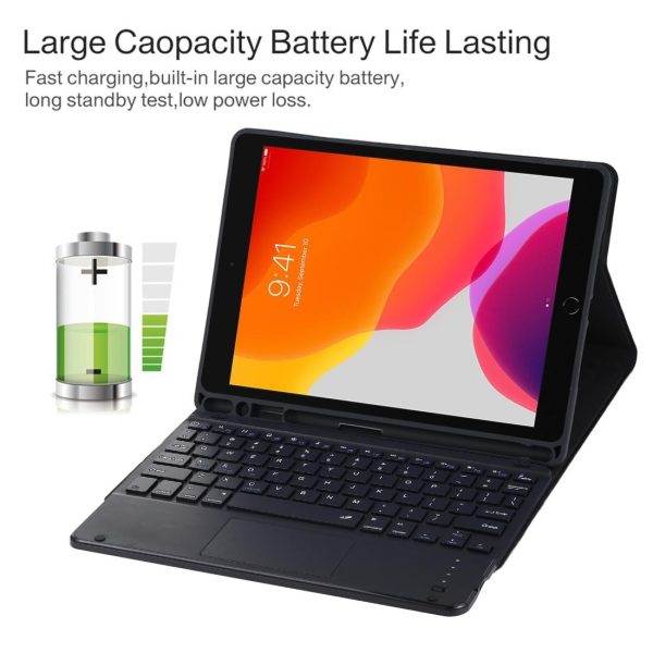 Bluetooth Keyboard & Tablet Case For Ipad Air 2020 - Detachable Touch Pad Pen Slot Microfiber Leather - Dark Green - Image 7