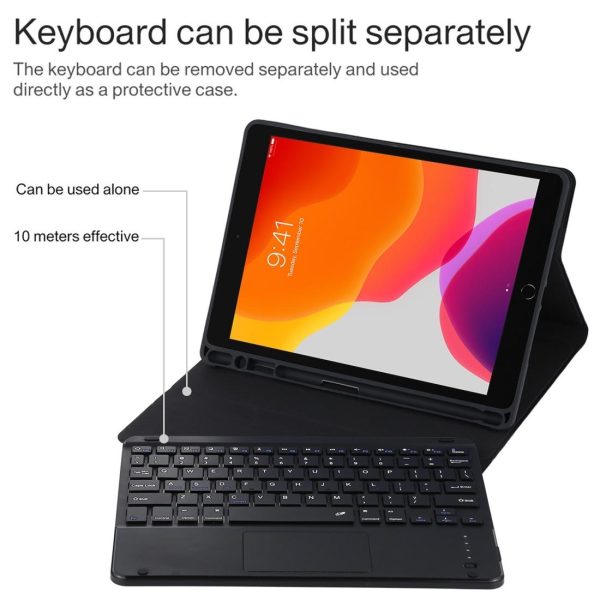 Bluetooth Keyboard & Tablet Case For Ipad Air 2020 - Detachable Touch Pad Pen Slot Microfiber Leather - Dark Green - Image 9