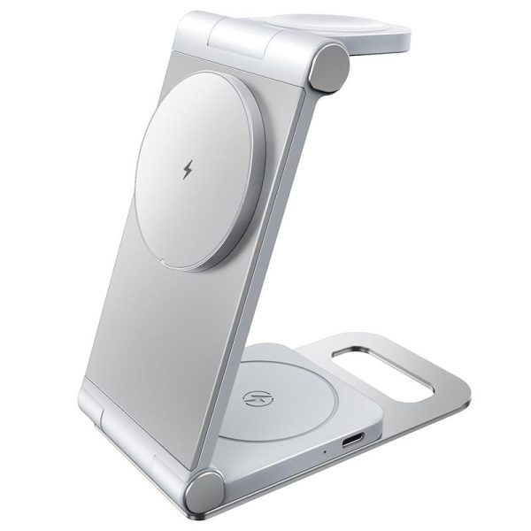 15W 3 In 1 Foldable Desktop Wireless Charger - Dark Gray - Image 2