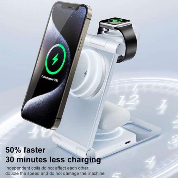 15W 3 In 1 Foldable Desktop Wireless Charger - Dark Gray - Image 7
