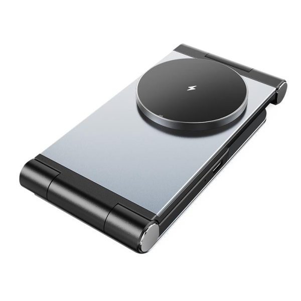 15W 3 In 1 Foldable Desktop Wireless Charger - Dark Gray - Image 14