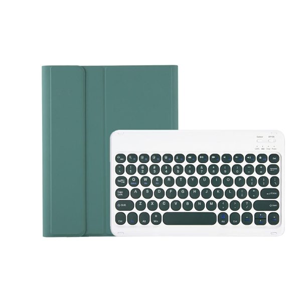 2022 Ipad 10.9 Bluetooth Keyboard Leather Case With Pen Slot - Lambskin Texture - Dark Green - Image 13