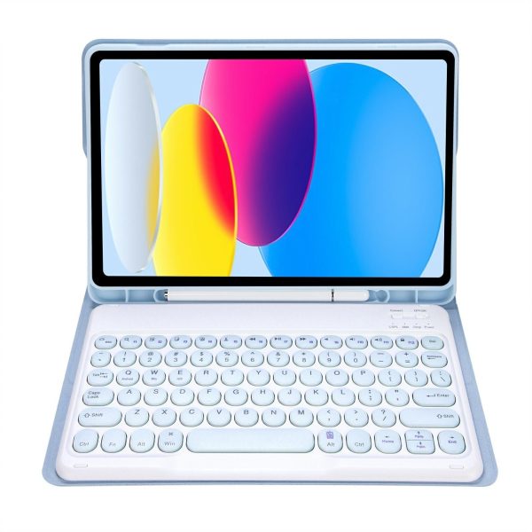 2022 Ipad 10.9 Bluetooth Keyboard Leather Case With Pen Slot - Lambskin Texture - Dark Green - Image 15