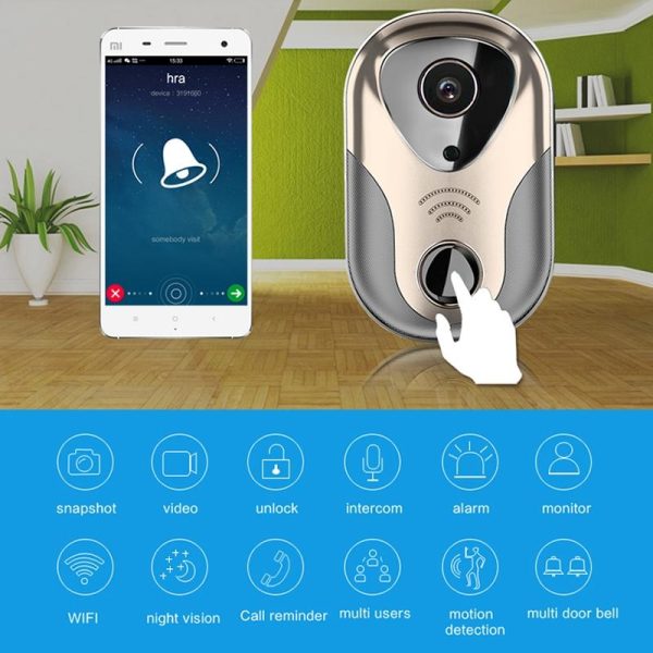 Smart Wifi Doorbell With Hd Intercom Night Vision & Micro Sd Support - Rose Gold - Image 6