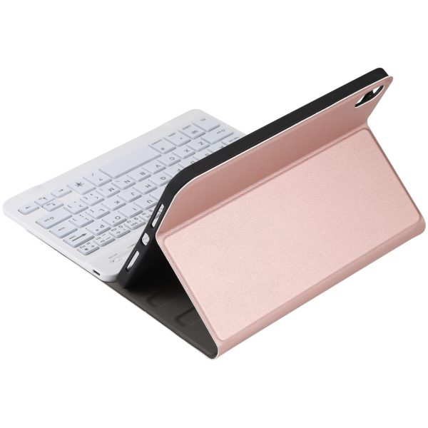 Ultra-Thin Bluetooth Keyboard Leather Case For Ipad Mini 6 With Detachable Lambskin Texture And Stand - Rose Gold - Image 5
