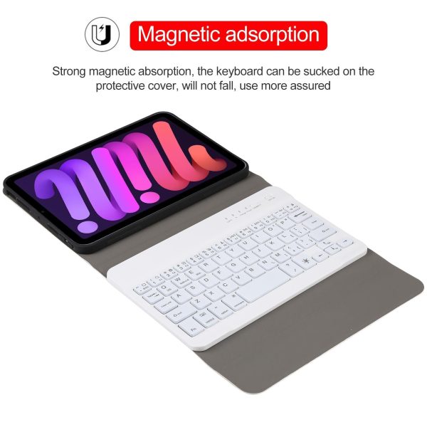 Ultra-Thin Bluetooth Keyboard Leather Case For Ipad Mini 6 With Detachable Lambskin Texture And Stand - Rose Gold - Image 10