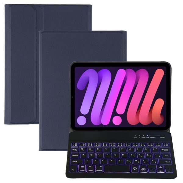 Ultra-Thin Bluetooth Keyboard Leather Case For Ipad Mini 6 With Detachable Lambskin Texture And Stand - Rose Gold - Image 11