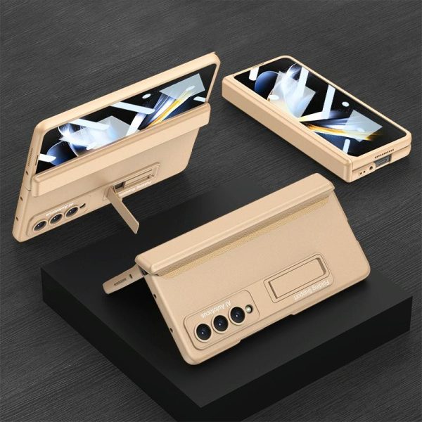 Foldable Magnetic Hinge Case for Samsung Galaxy z Fold 4 - Compact Design - Champagne Gold