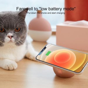 Adorable Magnetic Cat Wireless Charger Stand - Grey - Image 4