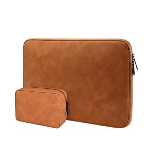 Lightweight Waterproof Lambskin Laptop Sleeve - Fits 14.1-15.4 Inches - Yellow With Bag - Image 13