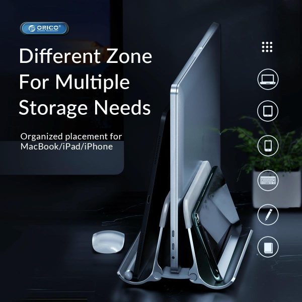Space-saving Vertical Laptop Stand - Compact Design - Grey - Image 7