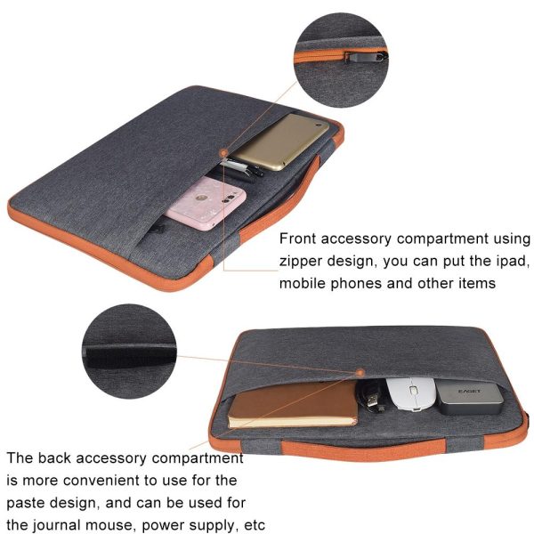 Stylish Laptop Handbag for Macbook & More - Polyester & Nylon - Grey - Image 7