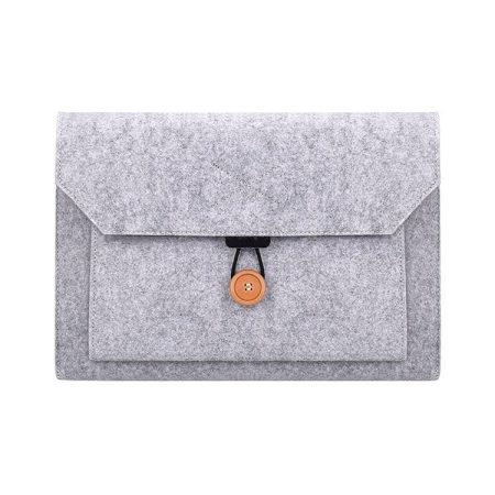 Versatile Felt Laptop Inner Bag with Button Closure - Grey