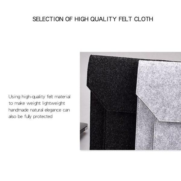 Versatile Felt Laptop Inner Bag with Button Closure - Grey - Image 10