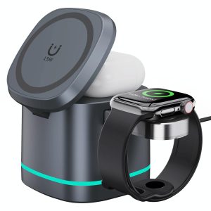 15W 3 In 1 Magnetic Wireless Charger - Grey - Image 1