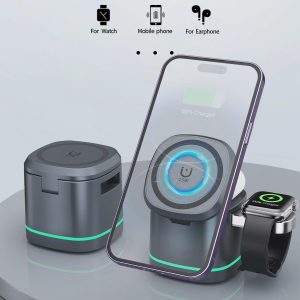 15W 3 In 1 Magnetic Wireless Charger - Grey - Image 6