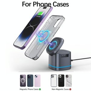 15W 3 In 1 Magnetic Wireless Charger - Grey - Image 9