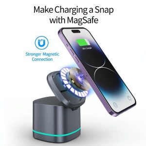 15W 3 In 1 Magnetic Wireless Charger - Grey - Image 11