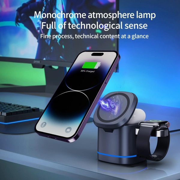15W 3 In 1 Magnetic Wireless Charger - Grey - Image 13