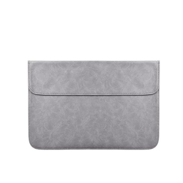 Horizontal Magnetic Leather Laptop Inner Bag - Invisible Buckle - Grey - Image 3
