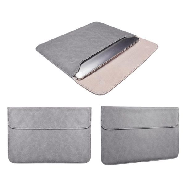 Horizontal Magnetic Leather Laptop Inner Bag - Invisible Buckle - Grey - Image 6