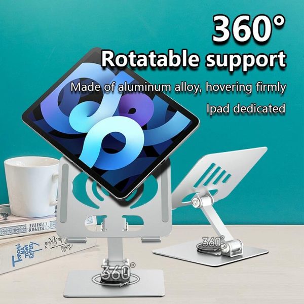 Foldable Rotating Laptop / Tablet Stand - Aluminum Alloy - Grey - Image 9