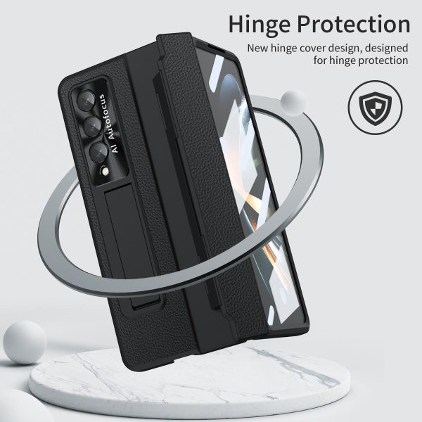For Samsung Galaxy z Fold4 5G Full Coverage Phone Case with Hinge - Integrated Design - Gold + Blue - Image 3