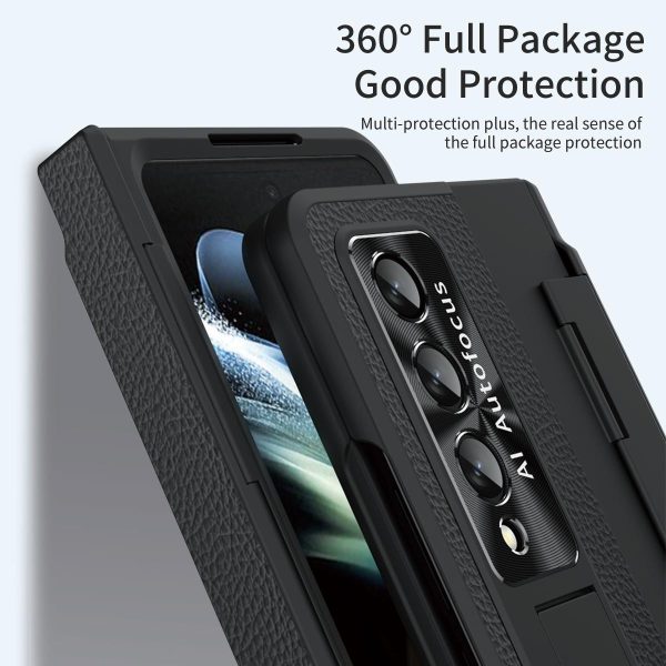 For Samsung Galaxy z Fold4 5G Full Coverage Phone Case with Hinge - Integrated Design - Gold + Blue - Image 4