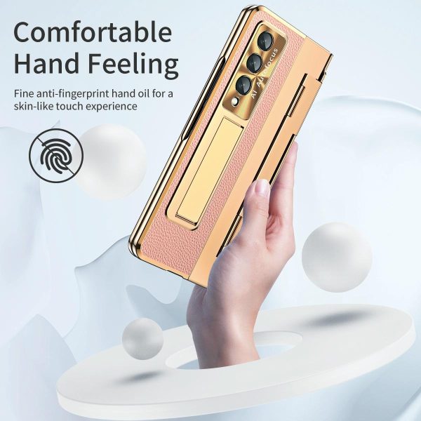 For Samsung Galaxy z Fold4 5G Full Coverage Phone Case with Hinge - Integrated Design - Gold + Blue - Image 14