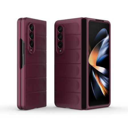 Foldable Shockproof Phone Case with Magic Shield - Slim Design - Wine Red