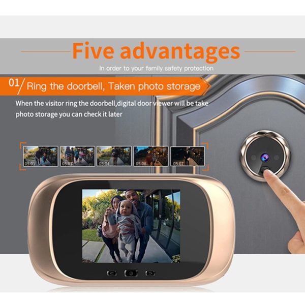 2.8 Lcd Screen Cat Eye Doorbell With Night Vision - Gold - Image 6