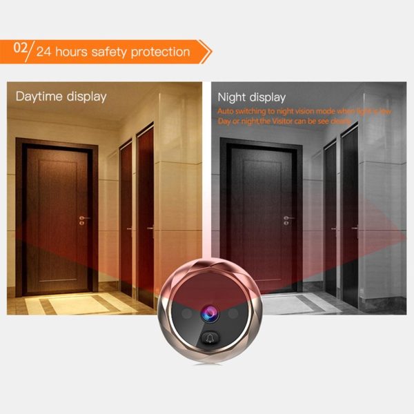2.8 Lcd Screen Cat Eye Doorbell With Night Vision - Gold - Image 7