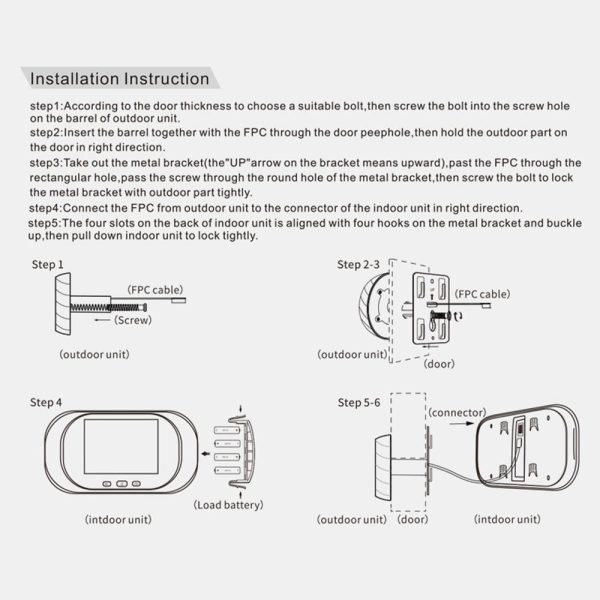 2.8 Lcd Screen Cat Eye Doorbell With Night Vision - Gold - Image 12