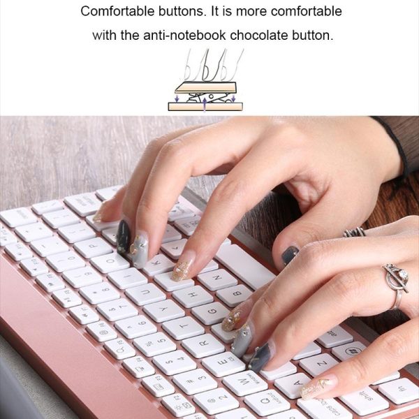 Detachable Bluetooth Keyboard & Leather Tablet Case For Ipad Pro / Air 9.7 With Colourful Backlight & Holder - Champagne Gold - Image 7