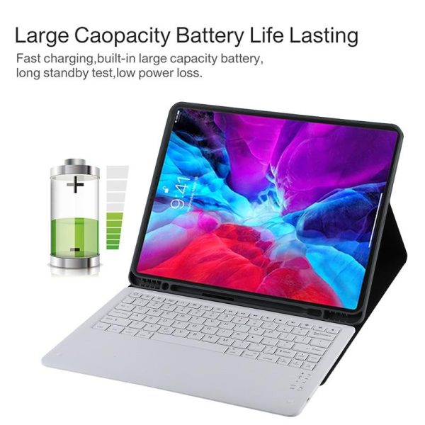 12.9 Ipad Pro 2020 Bluetooth Leather Case With Detachable Holder - Blue - Image 7