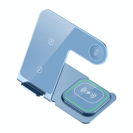 15W 3 In 1 Aluminum Wireless Charger - Blue