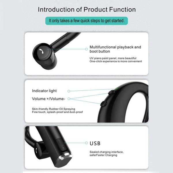 Wireless Business Sports Bluetooth Earphones - Fast Charging Bluetooth 5.0 - Blue - Image 8