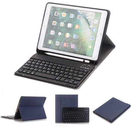 Bluetooth Keyboard & Leather Tablet Case For Ipad Pro / Air 9.7 With Detachable Design & Pencil Holder - Blue