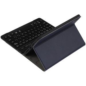 Ultra-Thin Bluetooth Keyboard Leather Case For Ipad Mini 6 With Detachable Lambskin Texture And Stand - Blue - Image 14