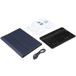 Ultra-Thin Bluetooth Keyboard Leather Case For Ipad Mini 6 With Detachable Lambskin Texture And Stand - Blue - Image 15