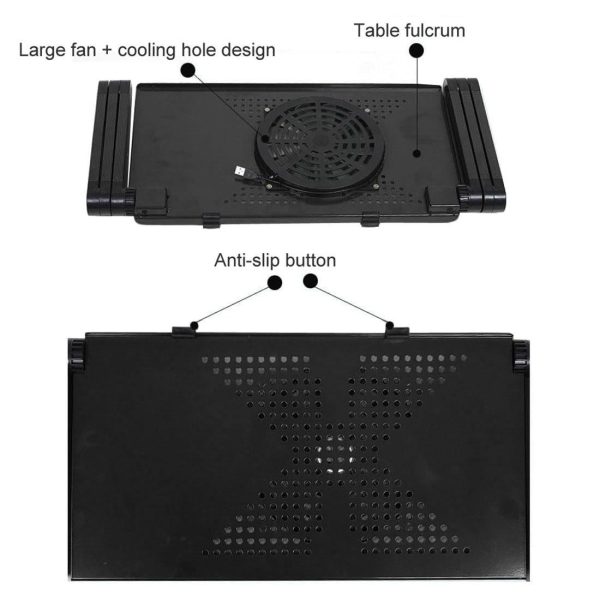 Adjustable Foldable Laptop Stand with Fans & Mouse Pad - Portable Aluminum Alloy - Magenta - Image 5