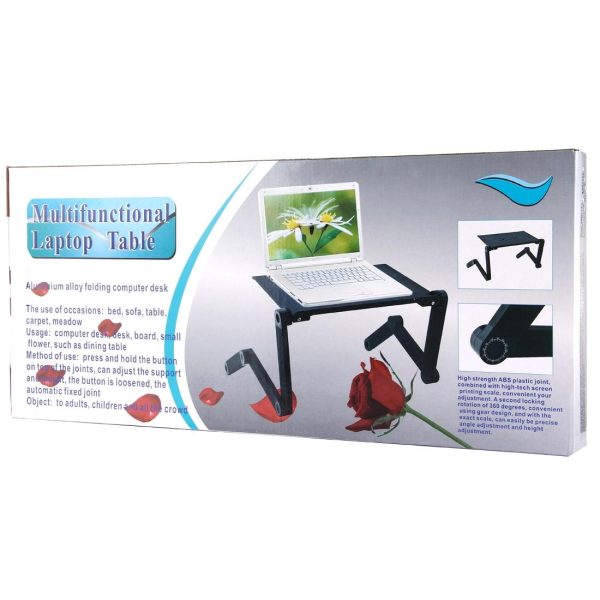 Adjustable Foldable Laptop Stand with Fans & Mouse Pad - Portable Aluminum Alloy - Magenta - Image 11
