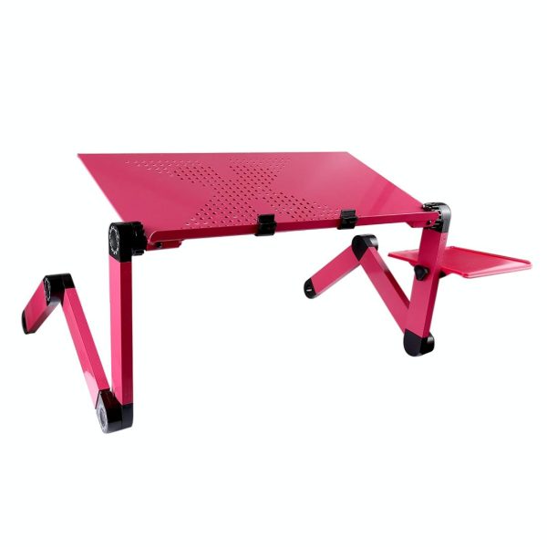 Adjustable Foldable Laptop Stand with Fans & Mouse Pad - Portable Aluminum Alloy - Magenta - Image 13